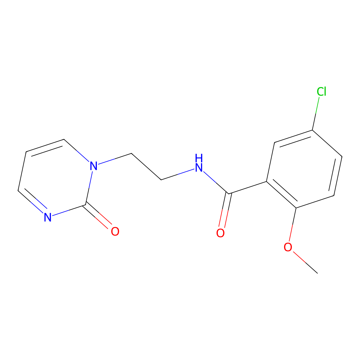 5-chloro-2-methoxy-N-(2-(2-oxopyrimidin-1(2H)-yl)ethyl)benzamide molecular structure, CAS 2195875-79-5