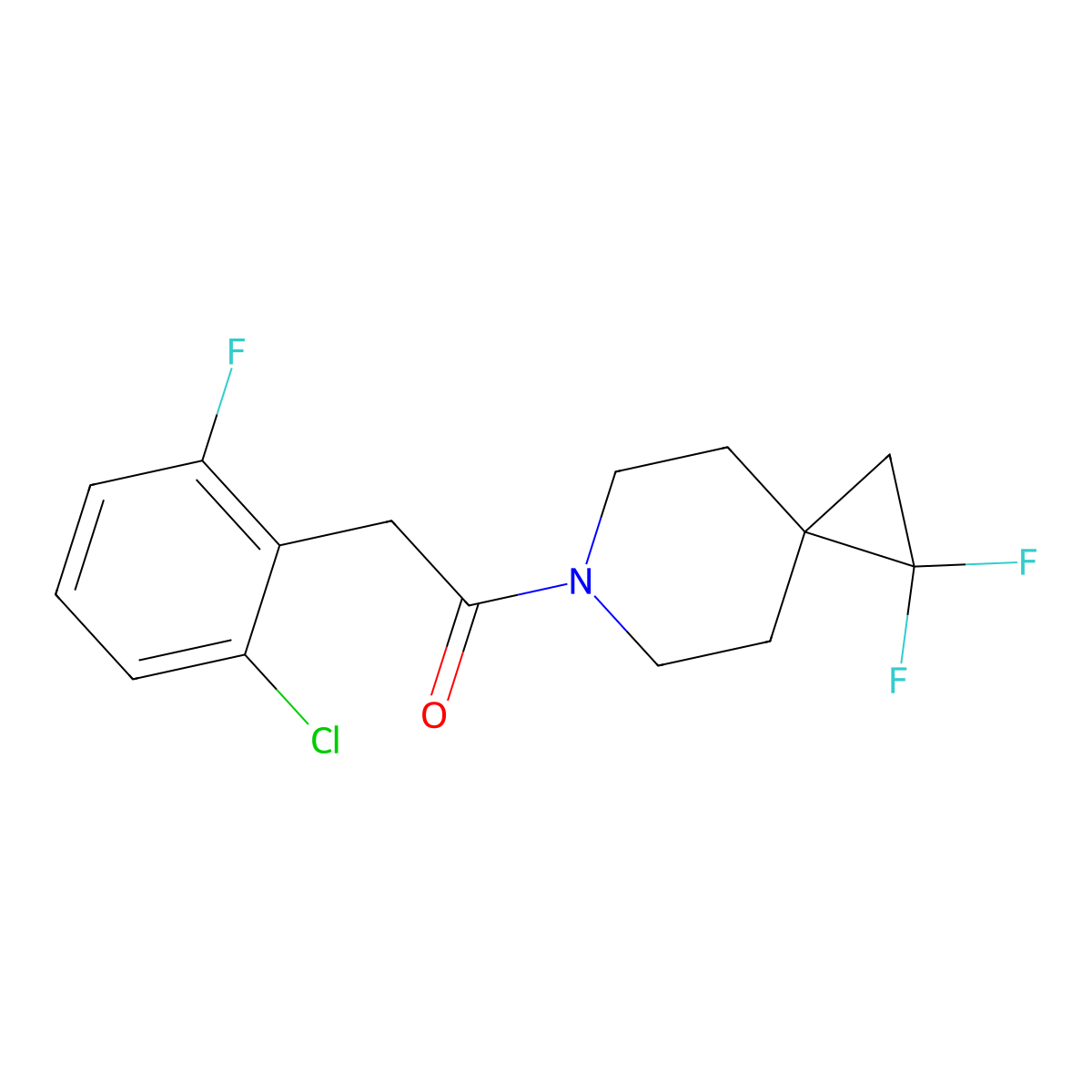 2-(2-Chloro-6-fluorophenyl)-1-{1,1-difluoro-6-azaspiro[2.5]octan-6-yl}ethan-1-one molecular structure, CAS 2195876-45-8