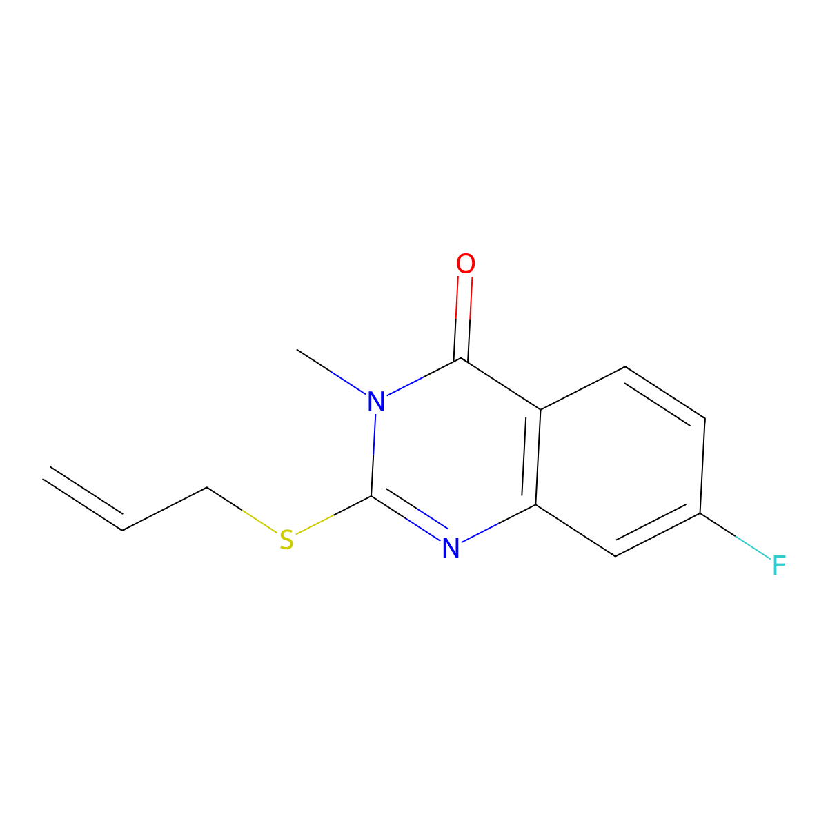 2-(allylthio)-7-fluoro-3-methylquinazolin-4(3H)-one molecular structure, CAS 2195876-86-7