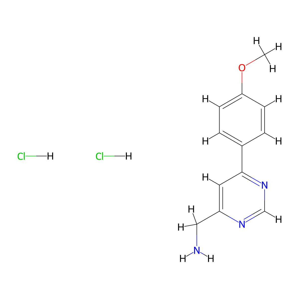(6-(4-Methoxyphenyl)pyrimidin-4-yl)methanamine dihydrochloride molecular structure, CAS 2195876-97-0