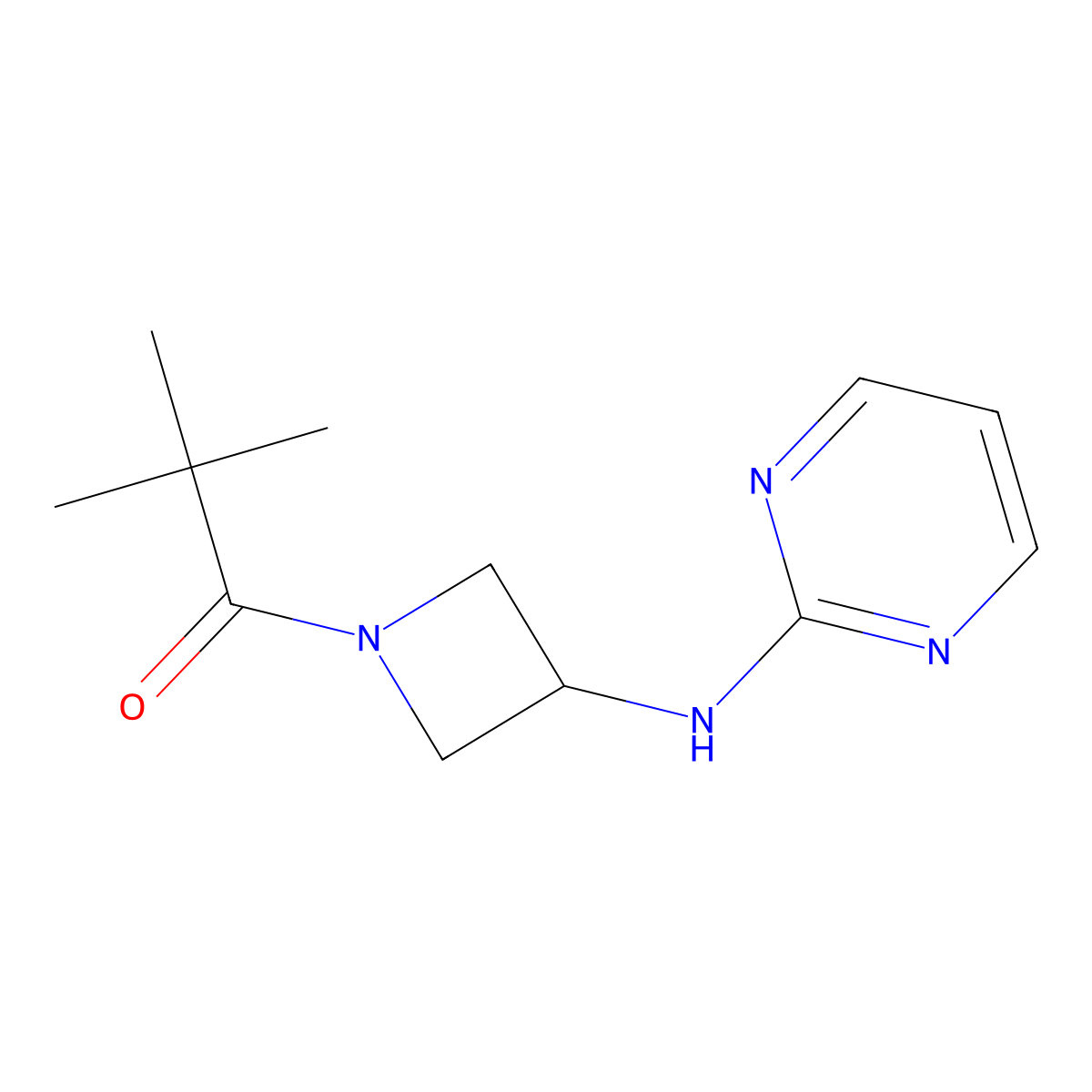 2,2-Dimethyl-1-(3-(pyrimidin-2-ylamino)azetidin-1-yl)propan-1-one molecular structure, CAS 2195877-19-9