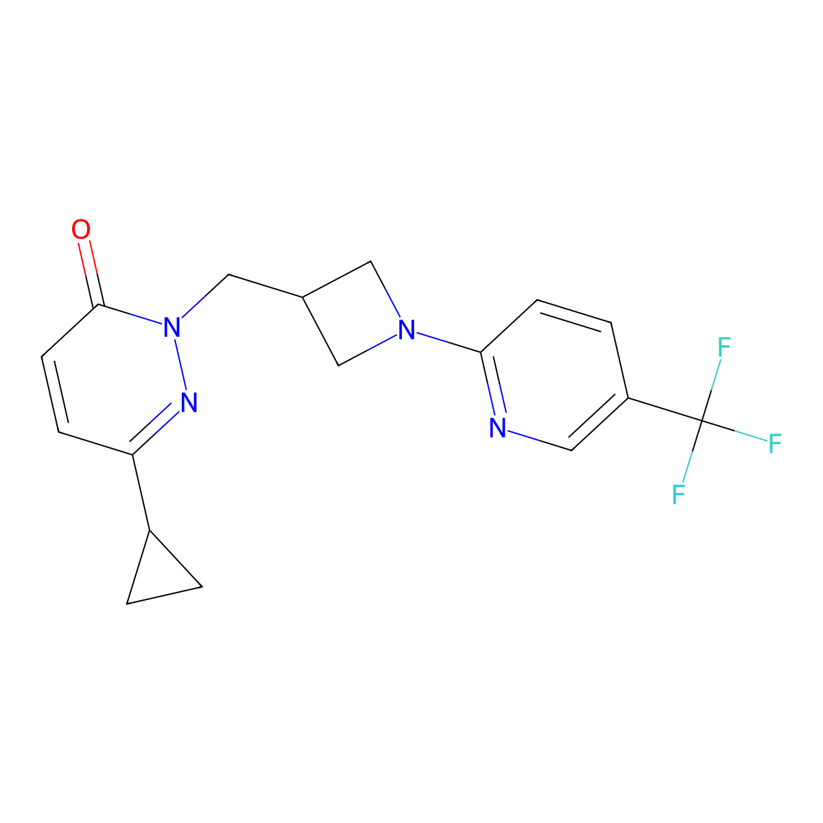 6-Cyclopropyl-2-({1-[5-(trifluoromethyl)pyridin-2-yl]azetidin-3-yl}methyl)-2,3-dihydropyridazin-3-one molecular structure, CAS 2195877-29-1