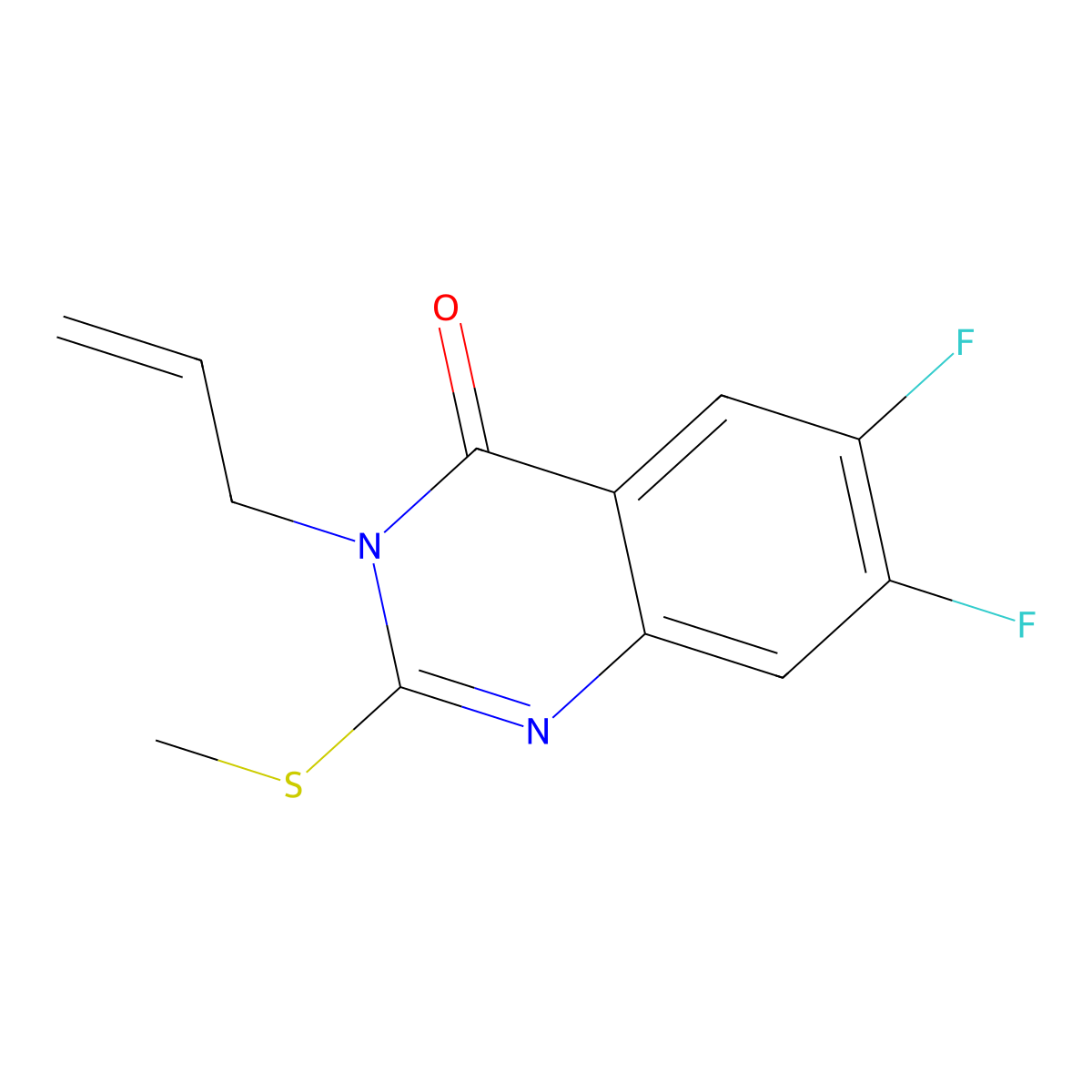 3-allyl-6,7-difluoro-2-(methylthio)quinazolin-4(3H)-one molecular structure, CAS 2195877-30-4