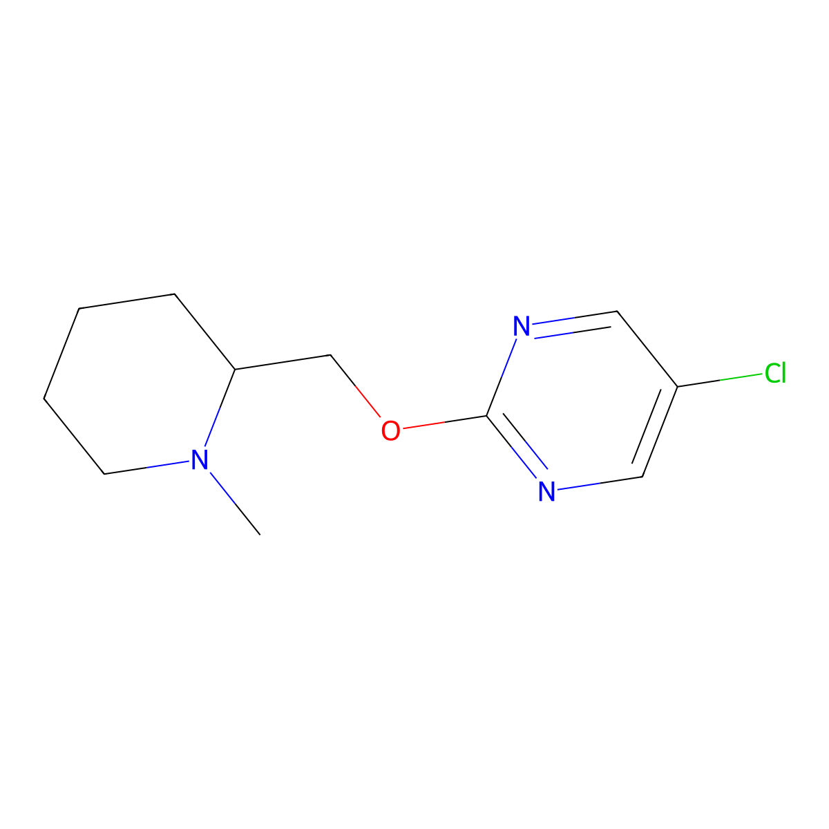 5-Chloro-2-[(1-methylpiperidin-2-yl)methoxy]pyrimidine molecular structure, CAS 2195877-38-2