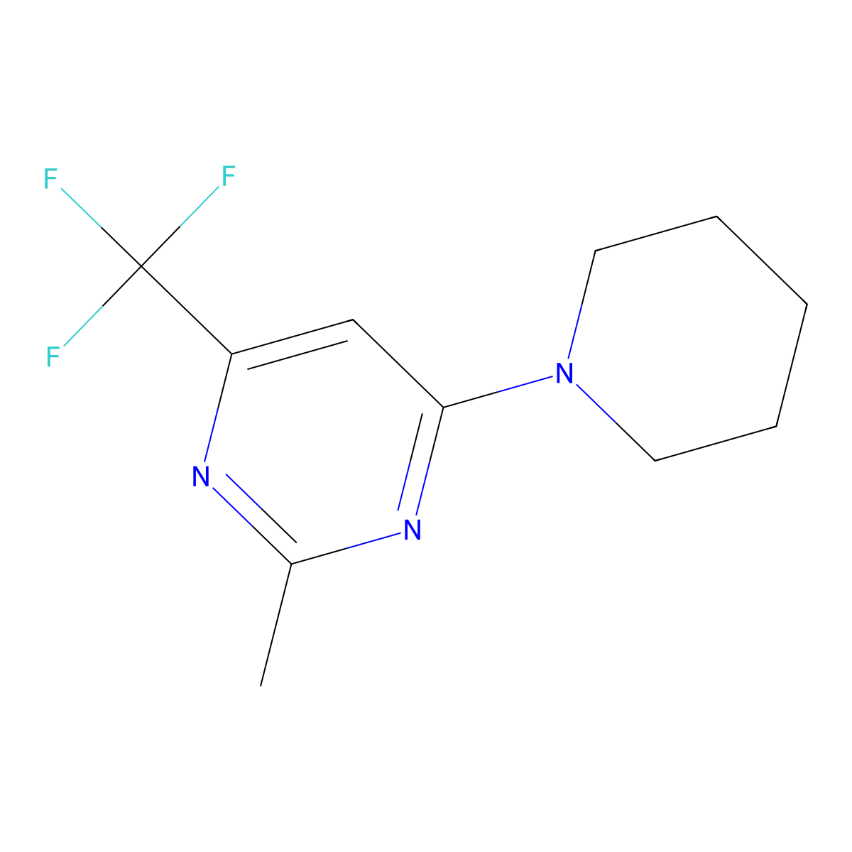 2-Methyl-4-(piperidin-1-yl)-6-(trifluoromethyl)pyrimidine molecular structure, CAS 2195877-52-0