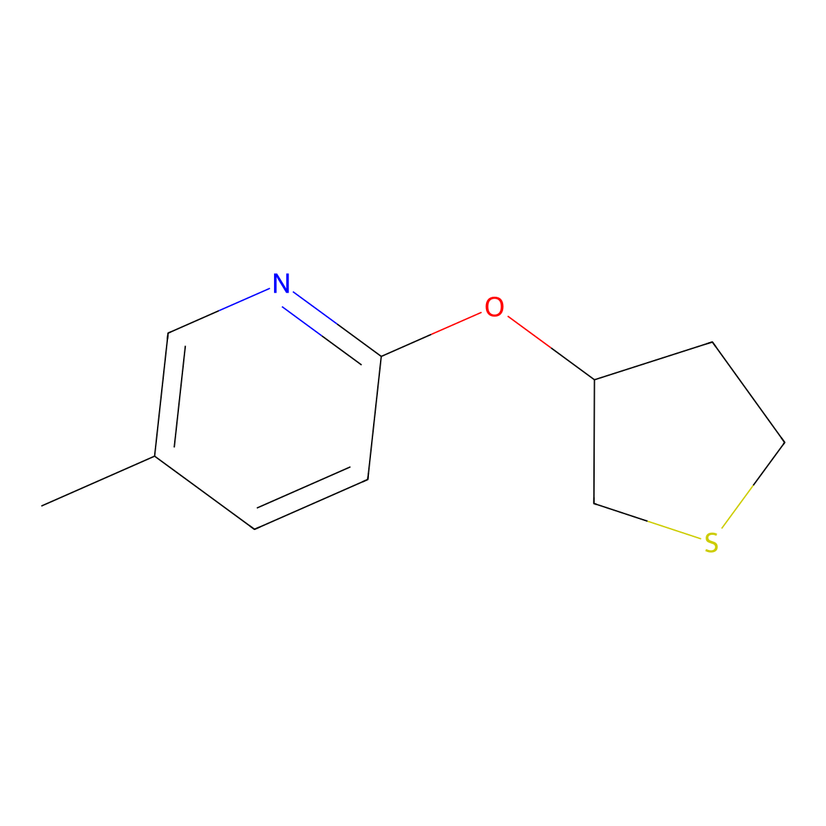 5-Methyl-2-(thiolan-3-yloxy)pyridine molecular structure, CAS 2195877-65-5