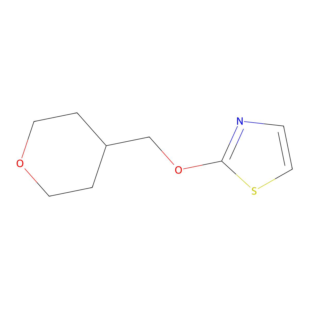 2-[(Oxan-4-yl)methoxy]-1,3-thiazole molecular structure, CAS 2195877-69-9