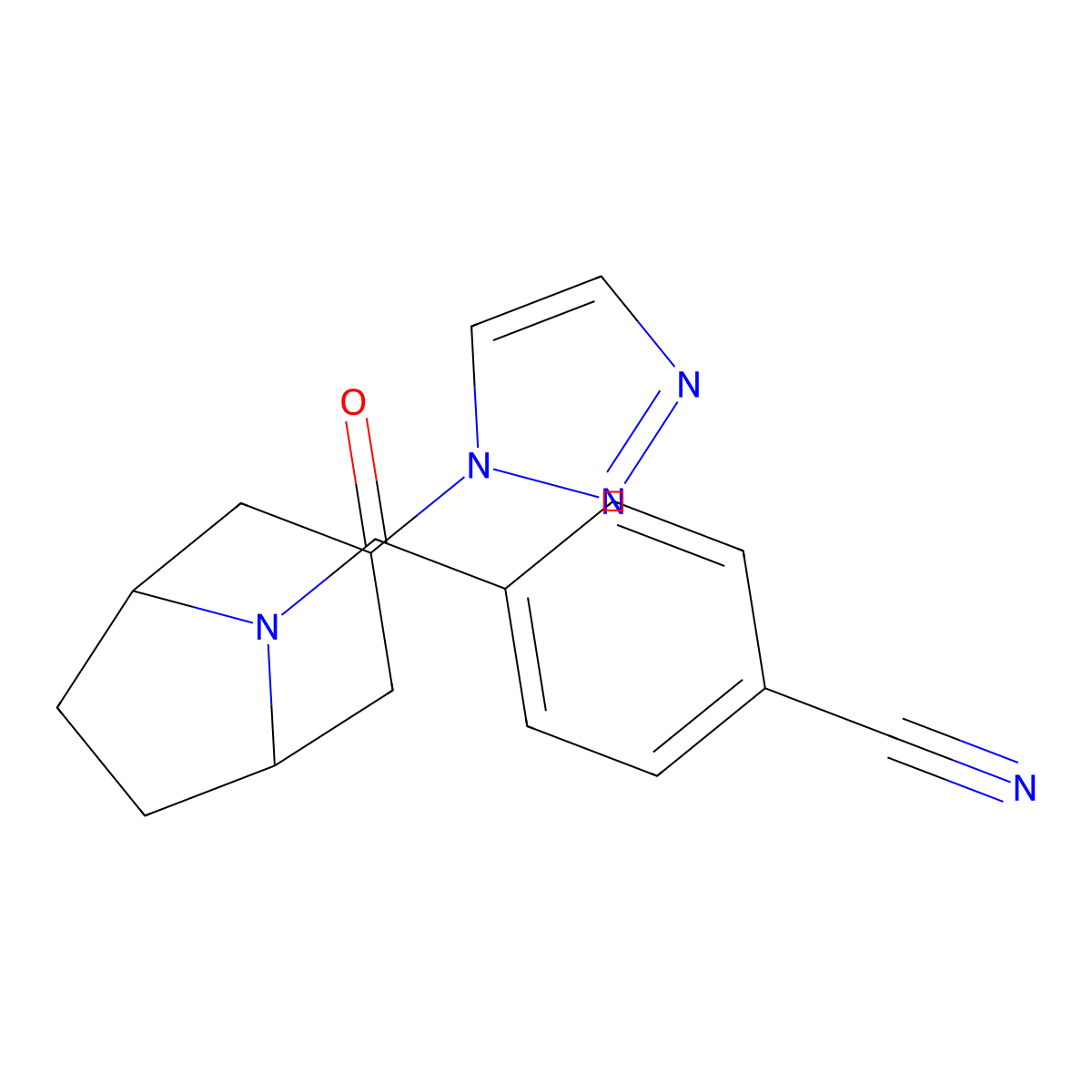 4-[3-(1H-1,2,3-triazol-1-yl)-8-azabicyclo[3.2.1]octane-8-carbonyl]benzonitrile molecular structure, CAS 2195877-75-7