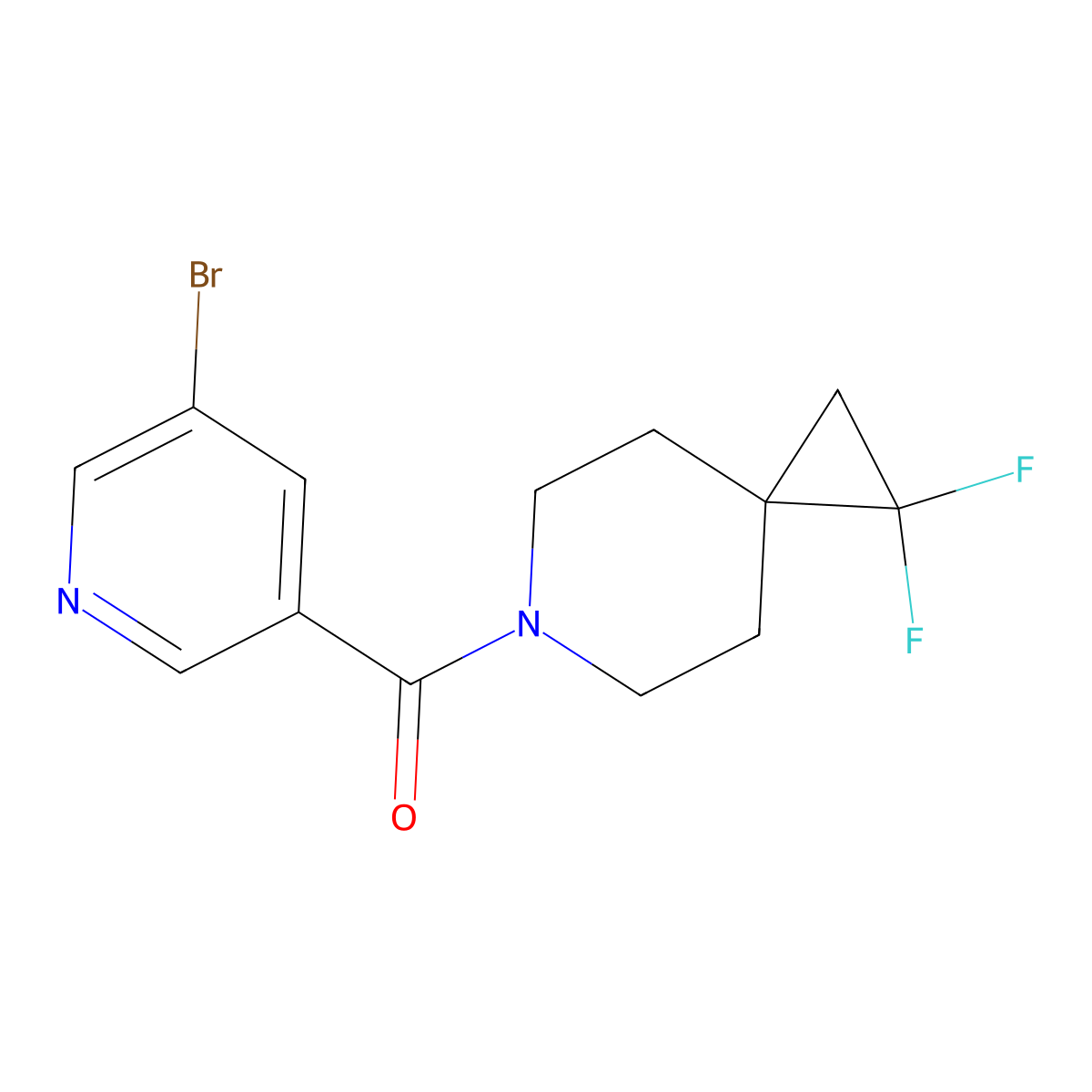 6-(5-Bromopyridine-3-carbonyl)-1,1-difluoro-6-azaspiro[2.5]octane molecular structure, CAS 2195877-80-4