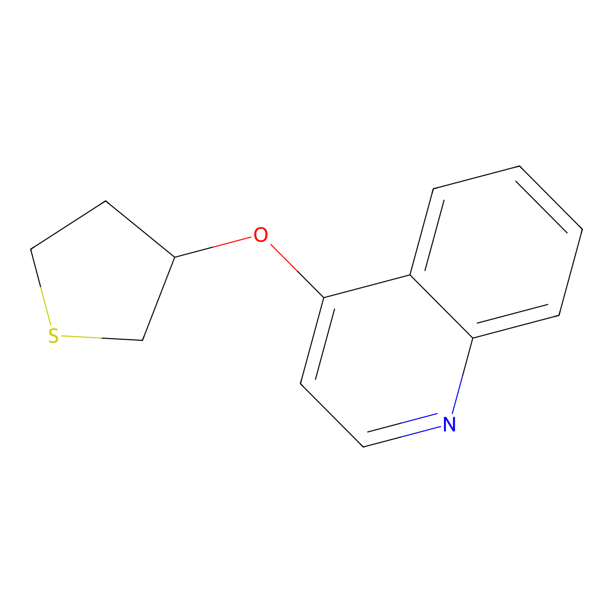 4-(Thiolan-3-yloxy)quinoline molecular structure, CAS 2195877-84-8