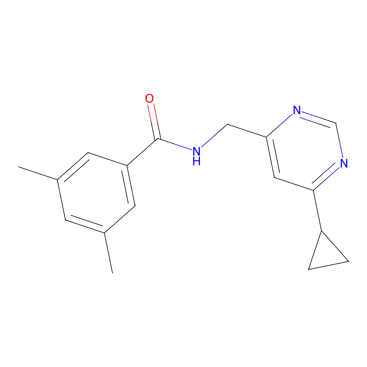 N-[(6-cyclopropylpyrimidin-4-yl)methyl]-3,5-dimethylbenzamide molecular structure, CAS 2195878-19-2