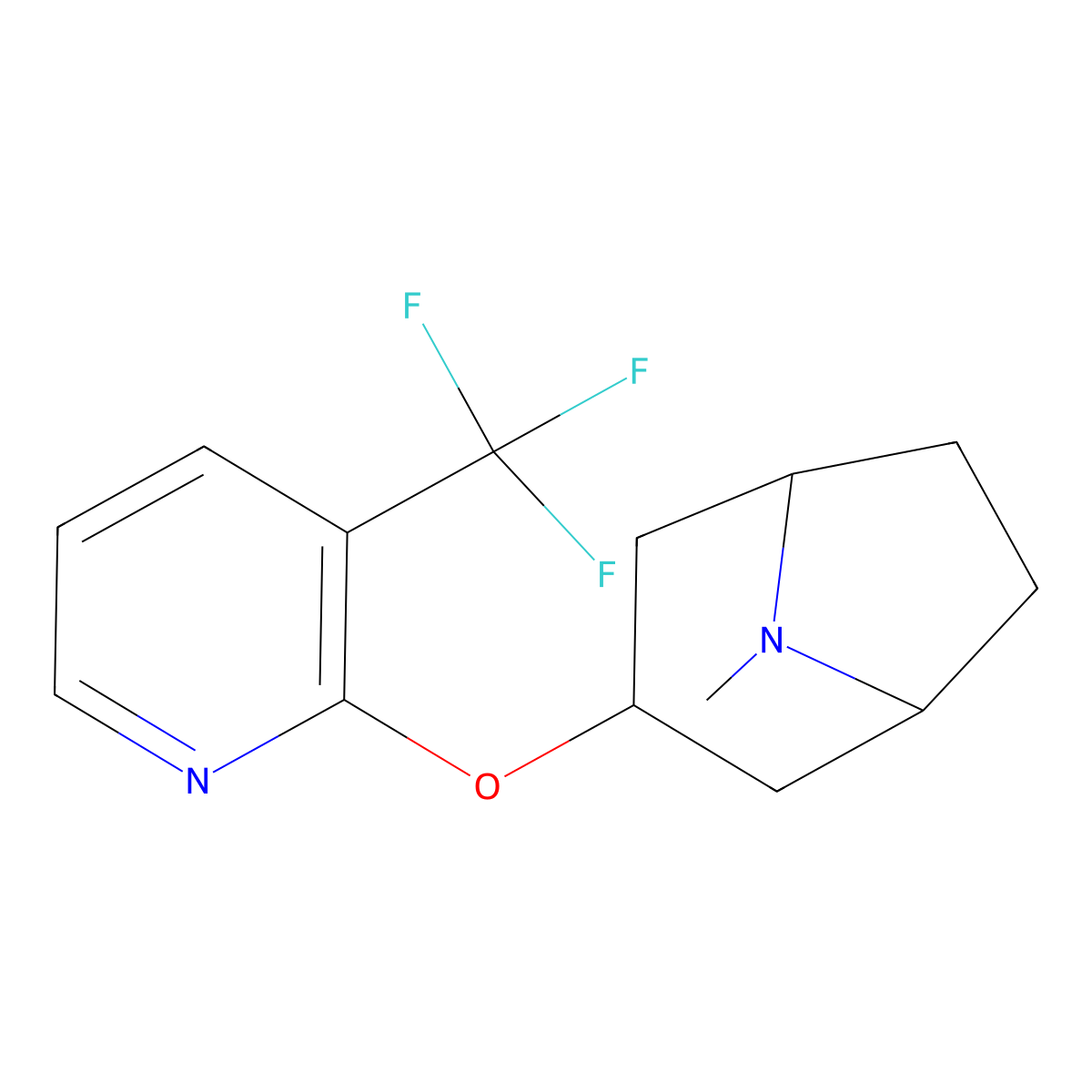 8-Methyl-3-{[3-(trifluoromethyl)pyridin-2-yl]oxy}-8-azabicyclo[3.2.1]octane molecular structure, CAS 2195878-26-1