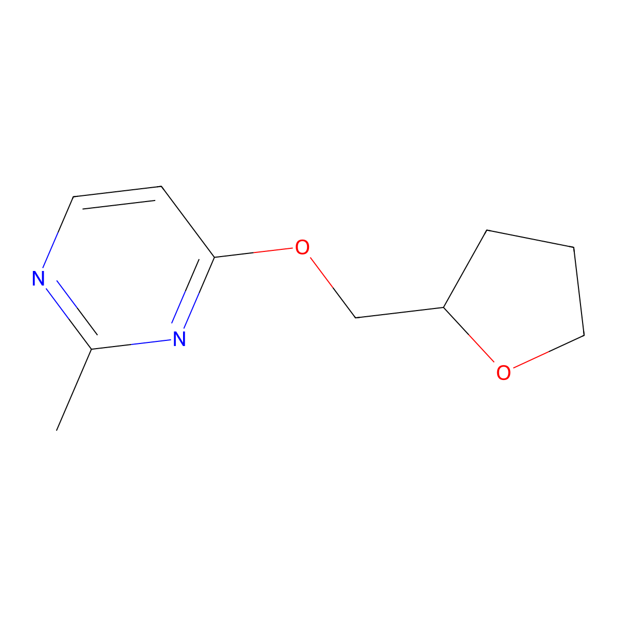 2-Methyl-4-[(oxolan-2-yl)methoxy]pyrimidine molecular structure, CAS 2195878-71-6