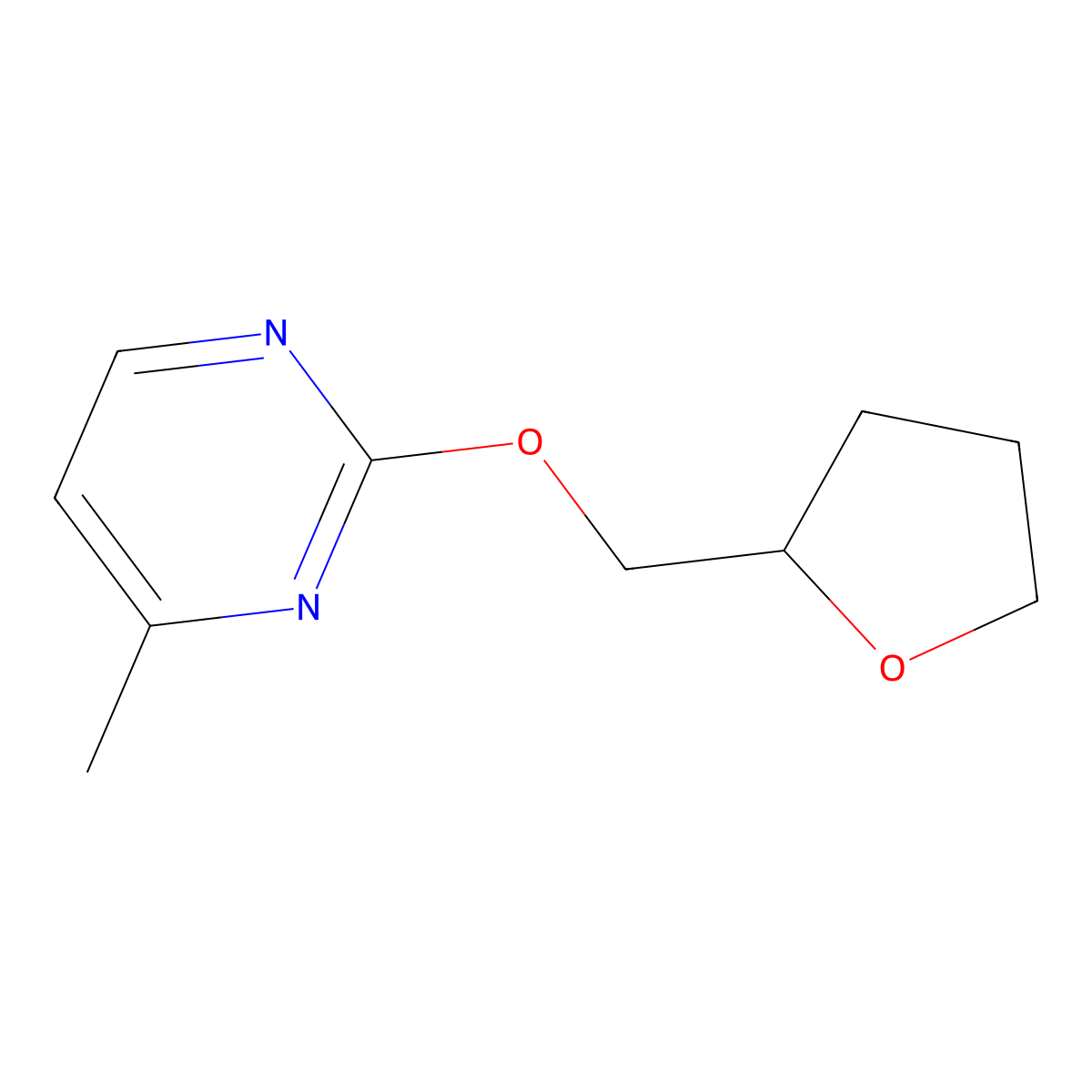 4-Methyl-2-[(oxolan-2-yl)methoxy]pyrimidine molecular structure, CAS 2195878-83-0