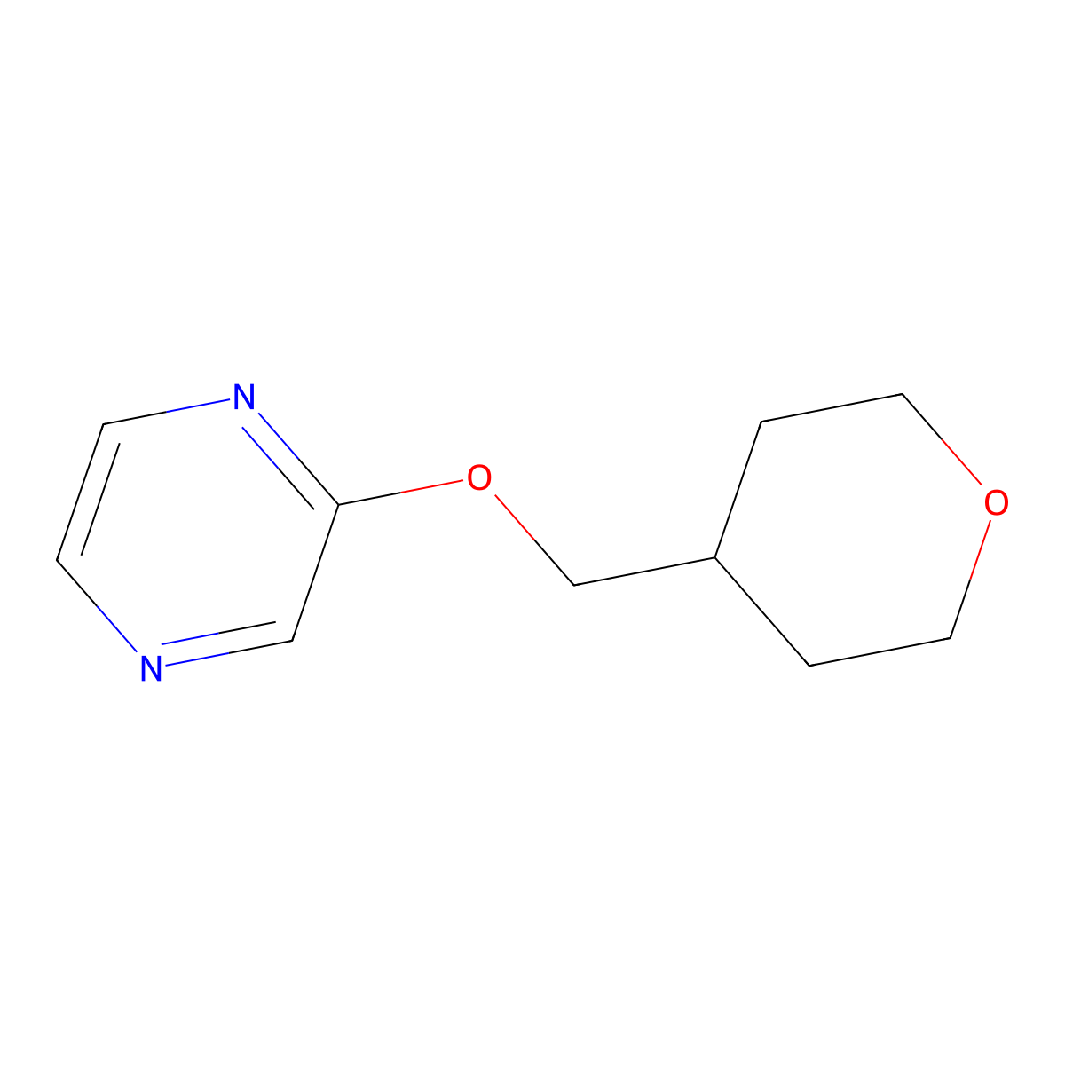 2-[(Oxan-4-yl)methoxy]pyrazine molecular structure, CAS 2195878-94-3
