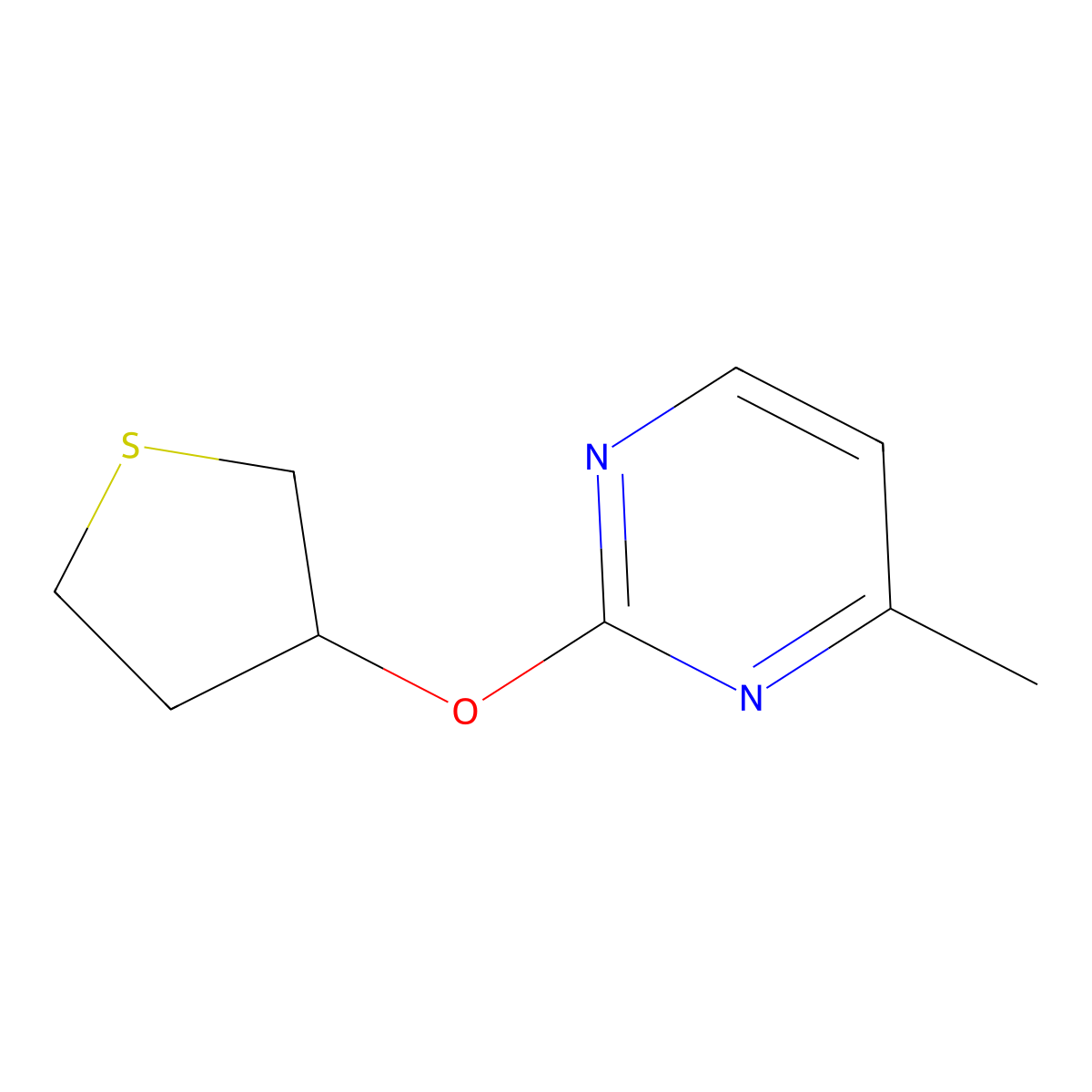 4-Methyl-2-(thiolan-3-yloxy)pyrimidine molecular structure, CAS 2195879-20-8