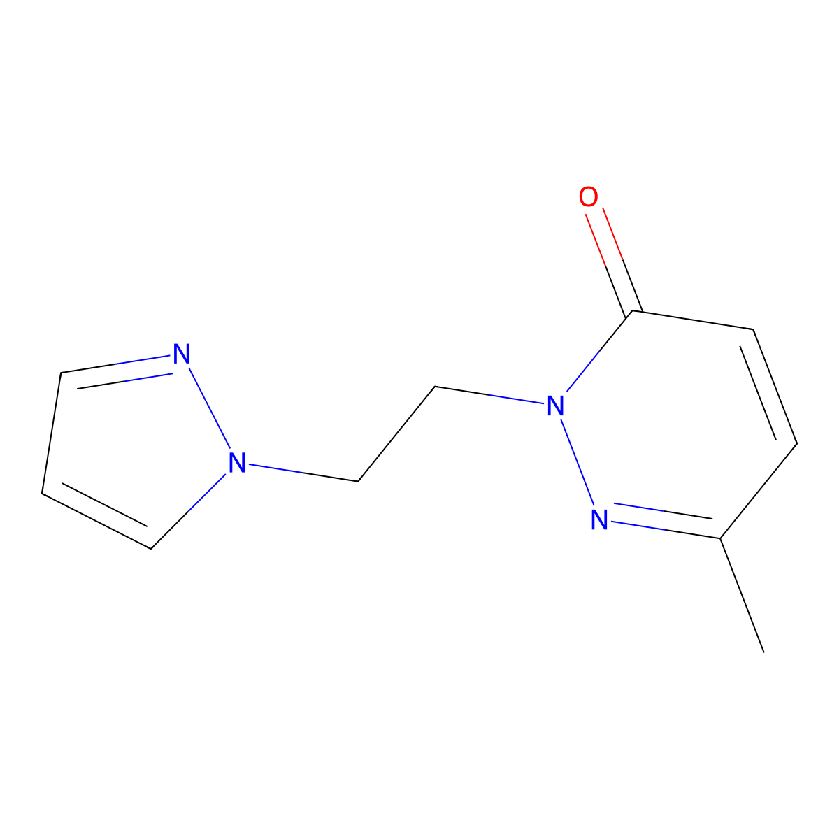 6-methyl-2-[2-(1H-pyrazol-1-yl)ethyl]-2,3-dihydropyridazin-3-one molecular structure, CAS 2195879-25-3