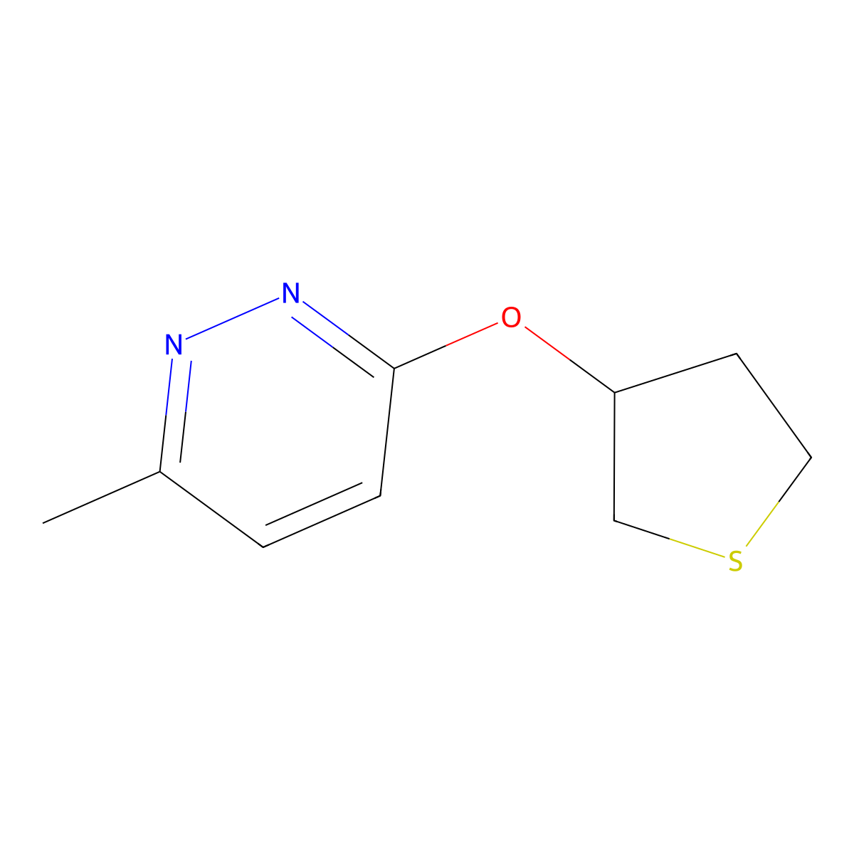 3-Methyl-6-(thiolan-3-yloxy)pyridazine molecular structure, CAS 2195879-32-2