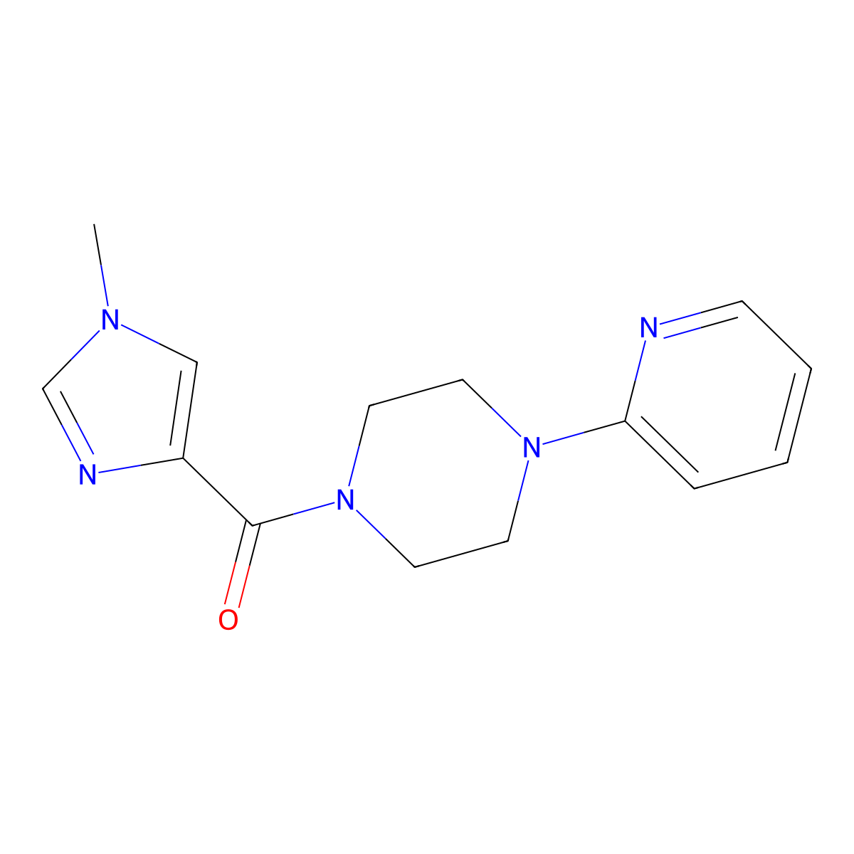 1-(1-methyl-1H-imidazole-4-carbonyl)-4-(pyridin-2-yl)piperazine molecular structure, CAS 2195879-67-3