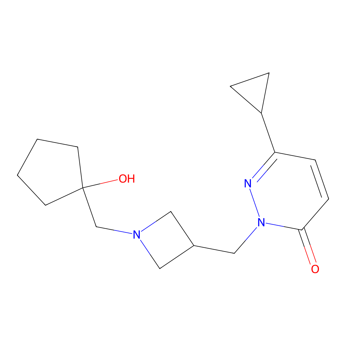 6-Cyclopropyl-2-({1-[(1-hydroxycyclopentyl)methyl]azetidin-3-yl}methyl)-2,3-dihydropyridazin-3-one molecular structure, CAS 2195879-90-2