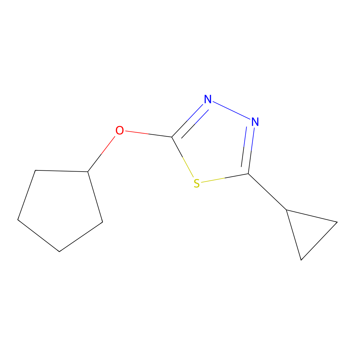 2-(Cyclopentyloxy)-5-cyclopropyl-1,3,4-thiadiazole molecular structure, CAS 2195880-00-1