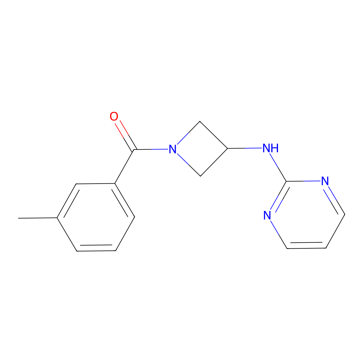 (3-(Pyrimidin-2-ylamino)azetidin-1-yl)(m-tolyl)methanone molecular structure, CAS 2195880-10-3