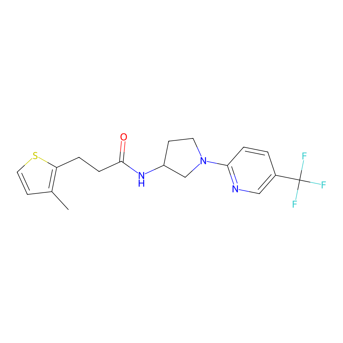 3-(3-methylthiophen-2-yl)-N-{1-[5-(trifluoromethyl)pyridin-2-yl]pyrrolidin-3-yl}propanamide molecular structure, CAS 2195880-19-2