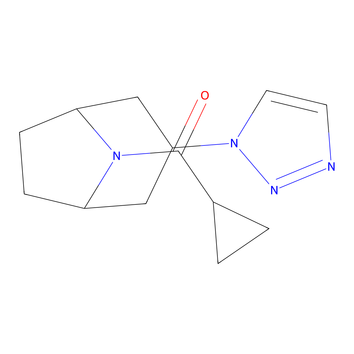 8-cyclopropanecarbonyl-3-(1H-1,2,3-triazol-1-yl)-8-azabicyclo[3.2.1]octane molecular structure, CAS 2195880-26-1