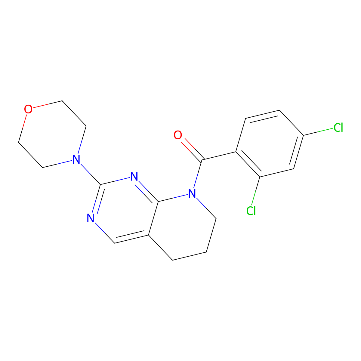 4-[8-(2,4-dichlorobenzoyl)-5H,6H,7H,8H-pyrido[2,3-d]pyrimidin-2-yl]morpholine molecular structure, CAS 2195880-27-2