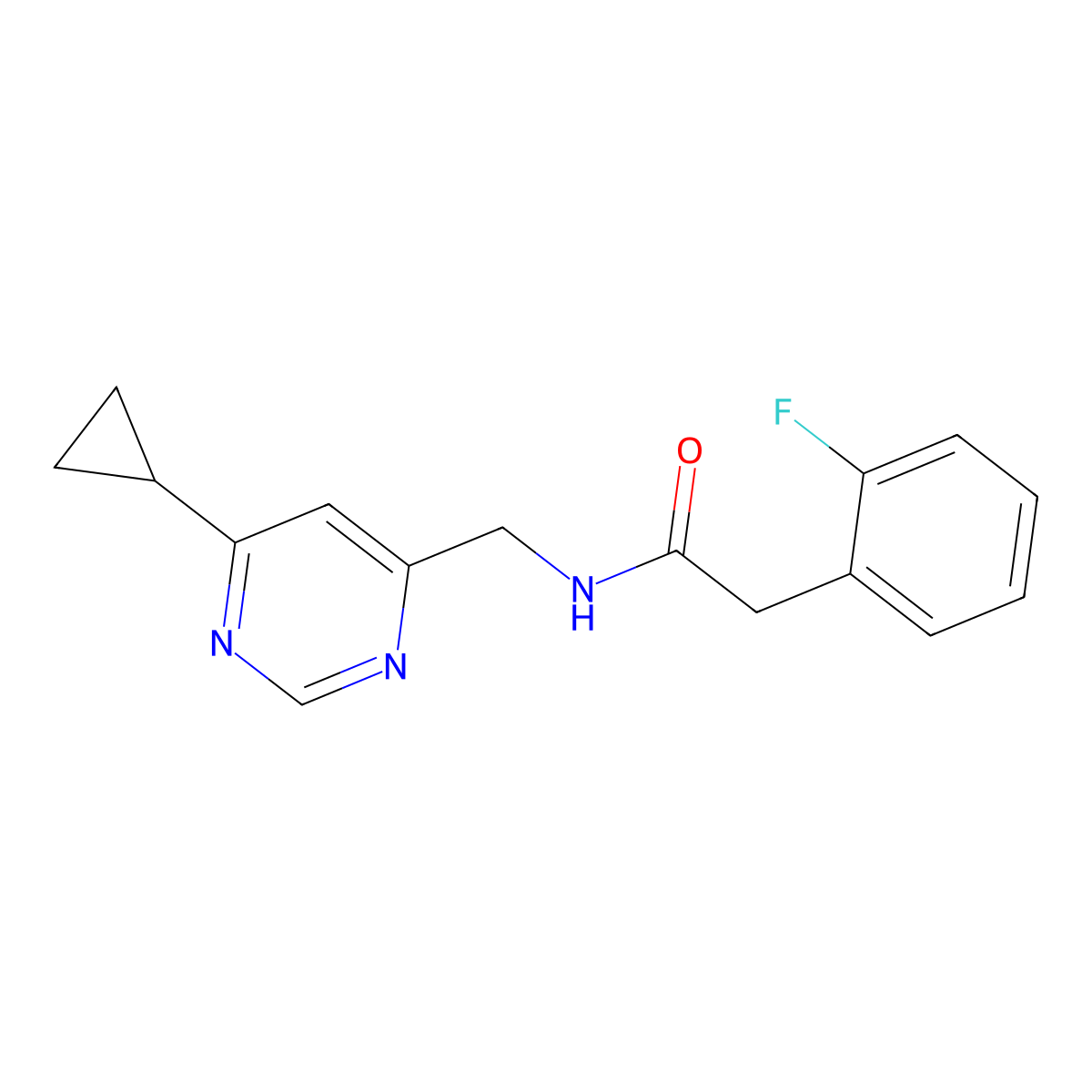 N-[(6-cyclopropylpyrimidin-4-yl)methyl]-2-(2-fluorophenyl)acetamide molecular structure, CAS 2195880-74-9
