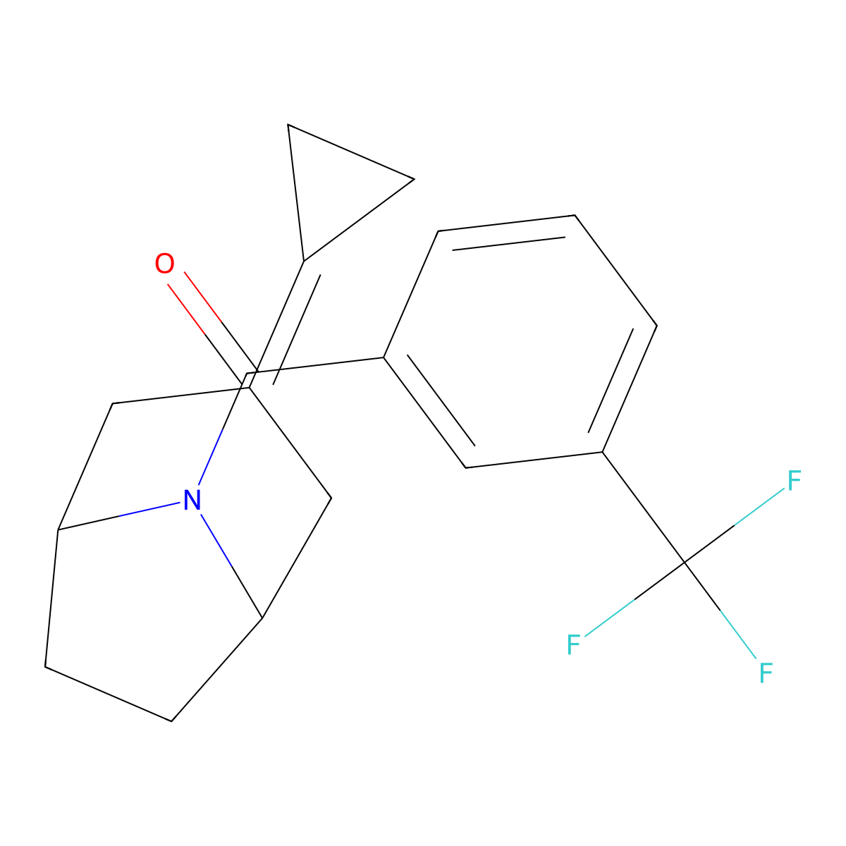 3-Cyclopropylidene-8-[3-(trifluoromethyl)benzoyl]-8-azabicyclo[3.2.1]octane molecular structure, CAS 2195880-88-5
