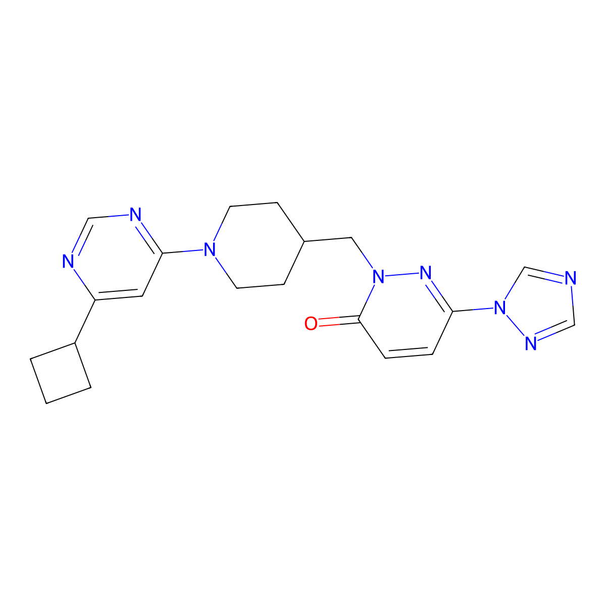 2-{[1-(6-cyclobutylpyrimidin-4-yl)piperidin-4-yl]methyl}-6-(1H-1,2,4-triazol-1-yl)-2,3-dihydropyridazin-3-one molecular structure, CAS 2195881-05-9