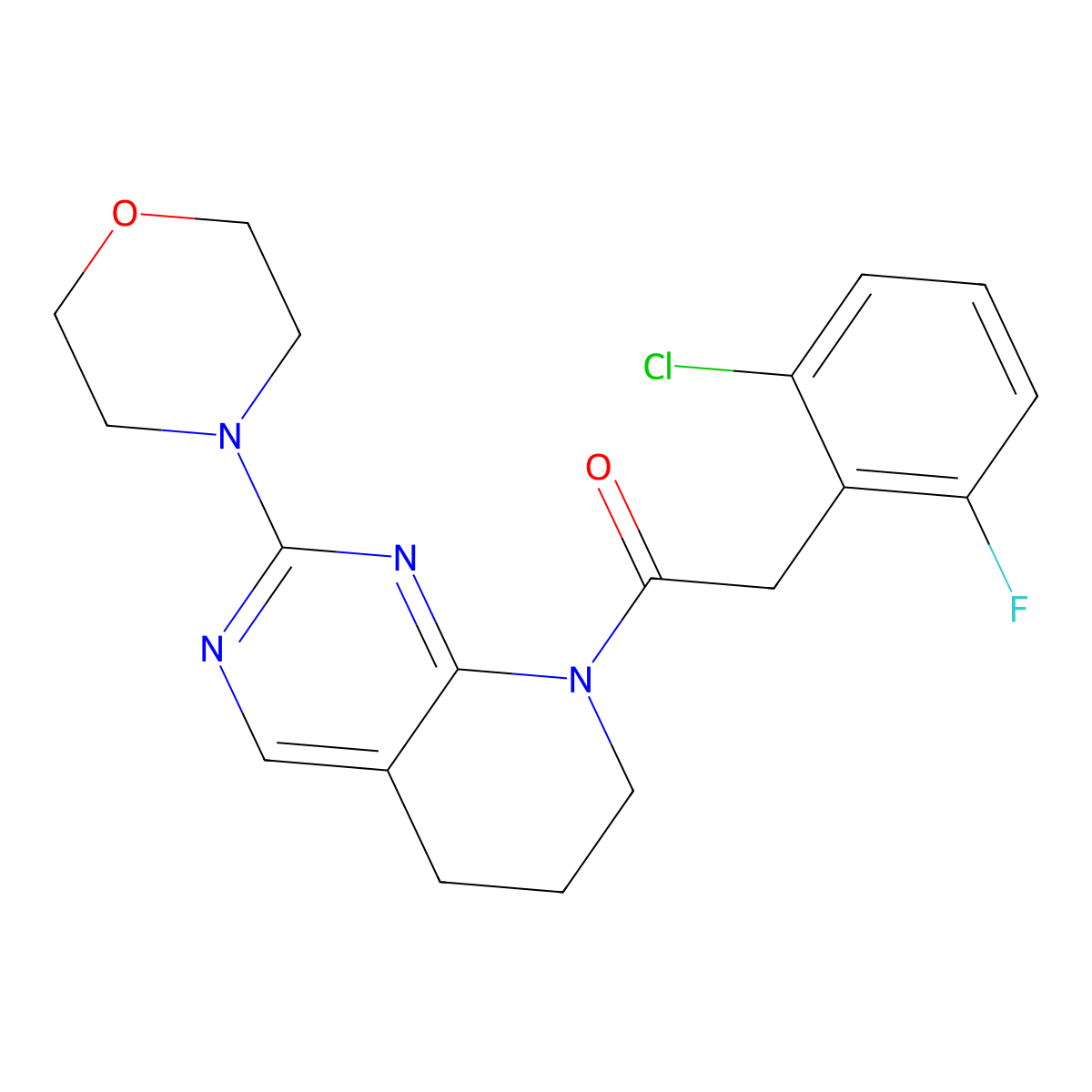 2-(2-chloro-6-fluorophenyl)-1-[2-(morpholin-4-yl)-5H,6H,7H,8H-pyrido[2,3-d]pyrimidin-8-yl]ethan-1-one molecular structure, CAS 2195881-14-0