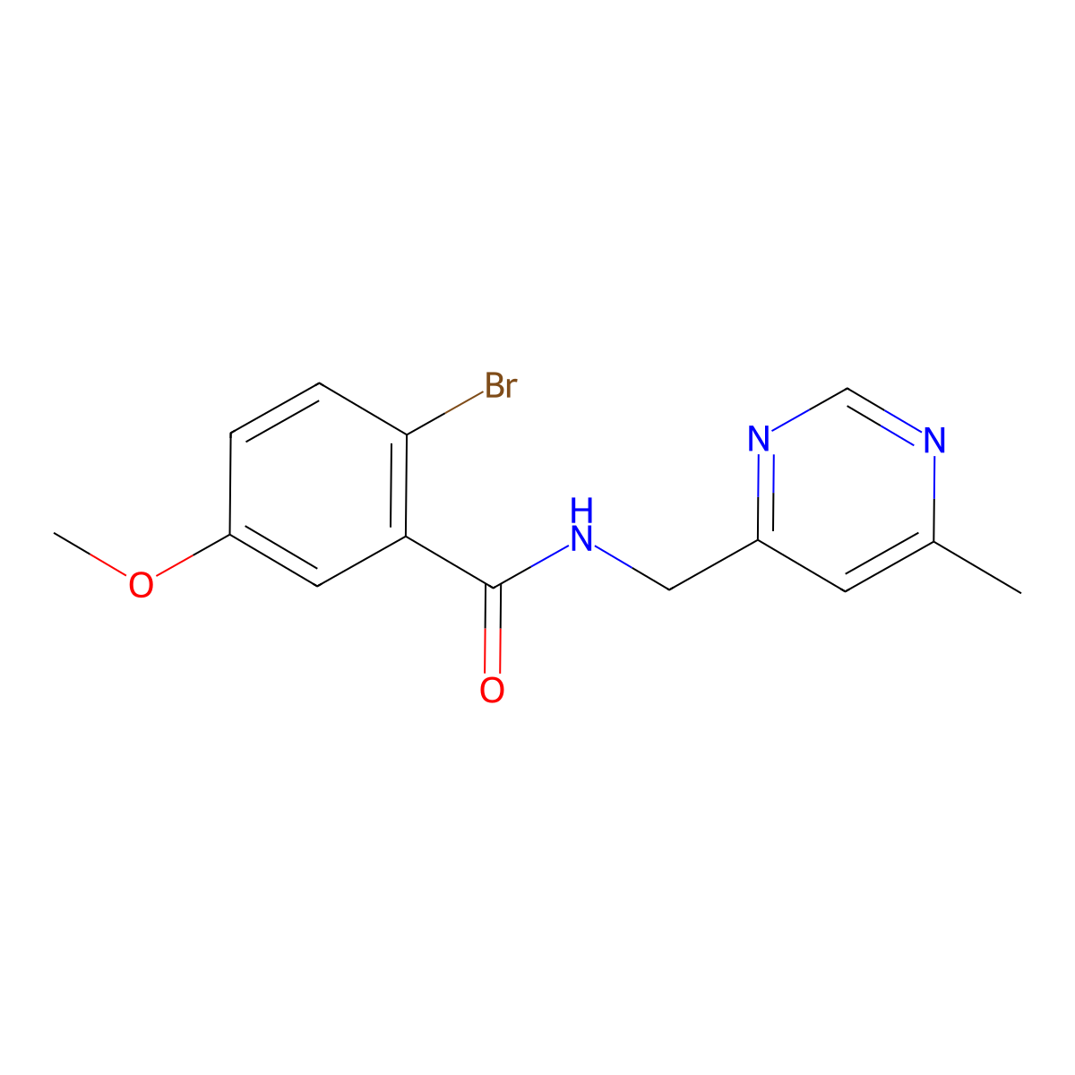 2-bromo-5-methoxy-N-[(6-methylpyrimidin-4-yl)methyl]benzamide molecular structure, CAS 2195881-38-8