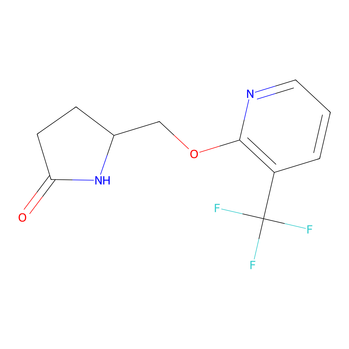 5-({[3-(Trifluoromethyl)pyridin-2-yl]oxy}methyl)pyrrolidin-2-one molecular structure, CAS 2195881-75-3