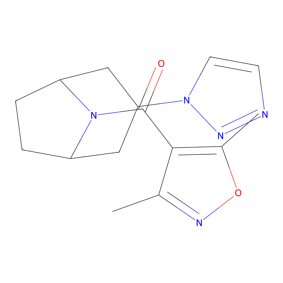8-(3,5-dimethyl-1,2-oxazole-4-carbonyl)-3-(1H-1,2,3-triazol-1-yl)-8-azabicyclo[3.2.1]octane molecular structure, CAS 2195882-75-6