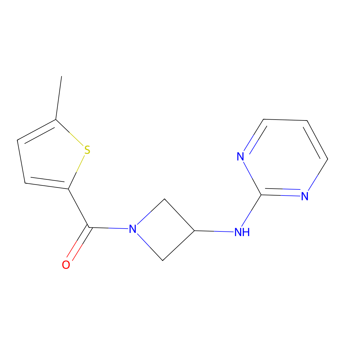 N-[1-(5-methylthiophene-2-carbonyl)azetidin-3-yl]pyrimidin-2-amine molecular structure, CAS 2195882-89-2