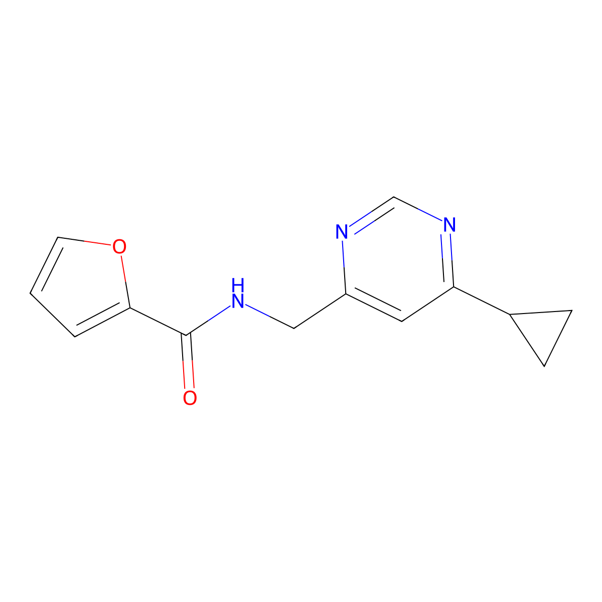 N-[(6-cyclopropylpyrimidin-4-yl)methyl]furan-2-carboxamide molecular structure, CAS 2195883-05-5