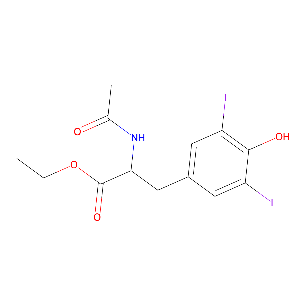 N-Acetyl-3,5-diiodo-l-tyrosine ethyl ester molecular structure, CAS 21959-36-4