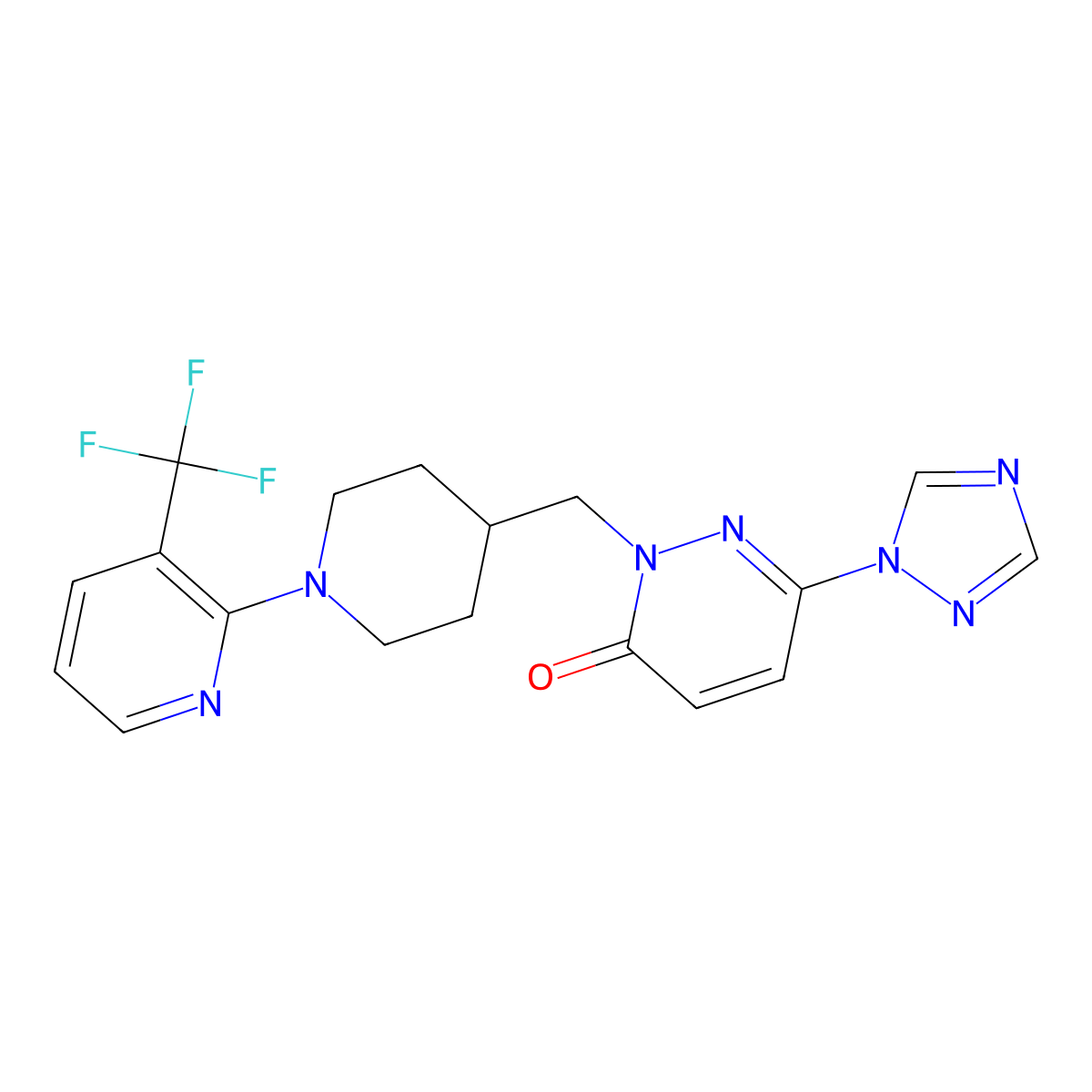 6-(1H-1,2,4-triazol-1-yl)-2-({1-[3-(trifluoromethyl)pyridin-2-yl]piperidin-4-yl}methyl)-2,3-dihydropyridazin-3-one molecular structure, CAS 2195936-41-3