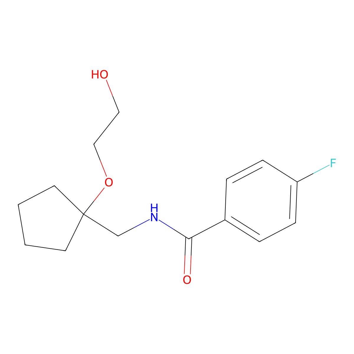 4-fluoro-N-((1-(2-hydroxyethoxy)cyclopentyl)methyl)benzamide molecular structure, CAS 2195936-64-0