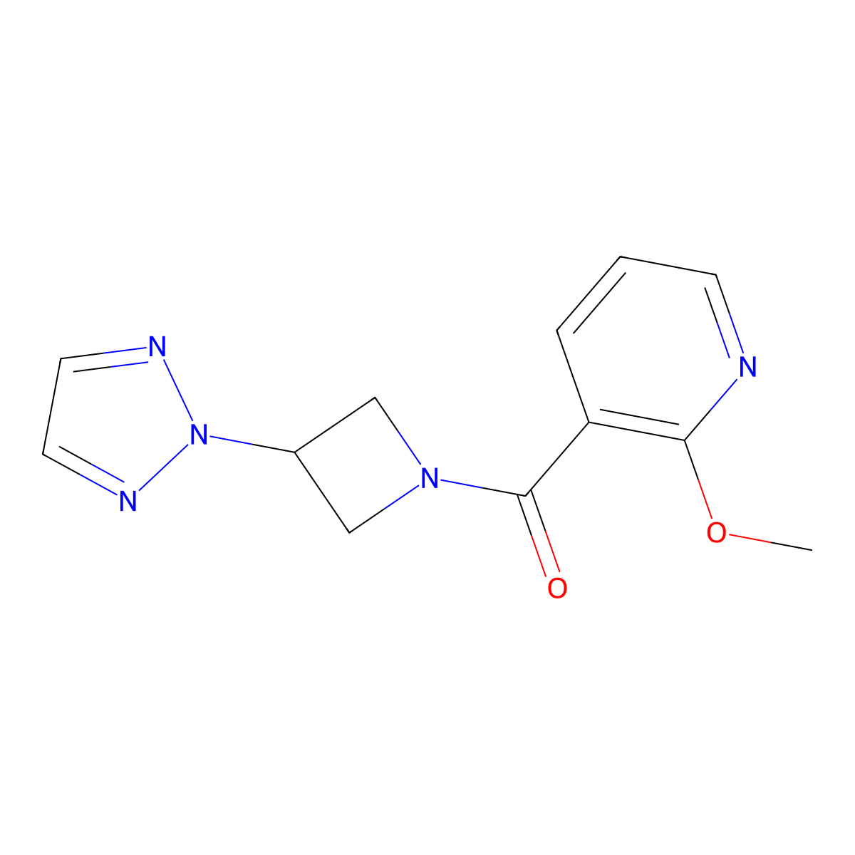 (3-(2H-1,2,3-triazol-2-yl)azetidin-1-yl)(2-methoxypyridin-3-yl)methanone molecular structure, CAS 2195936-97-9