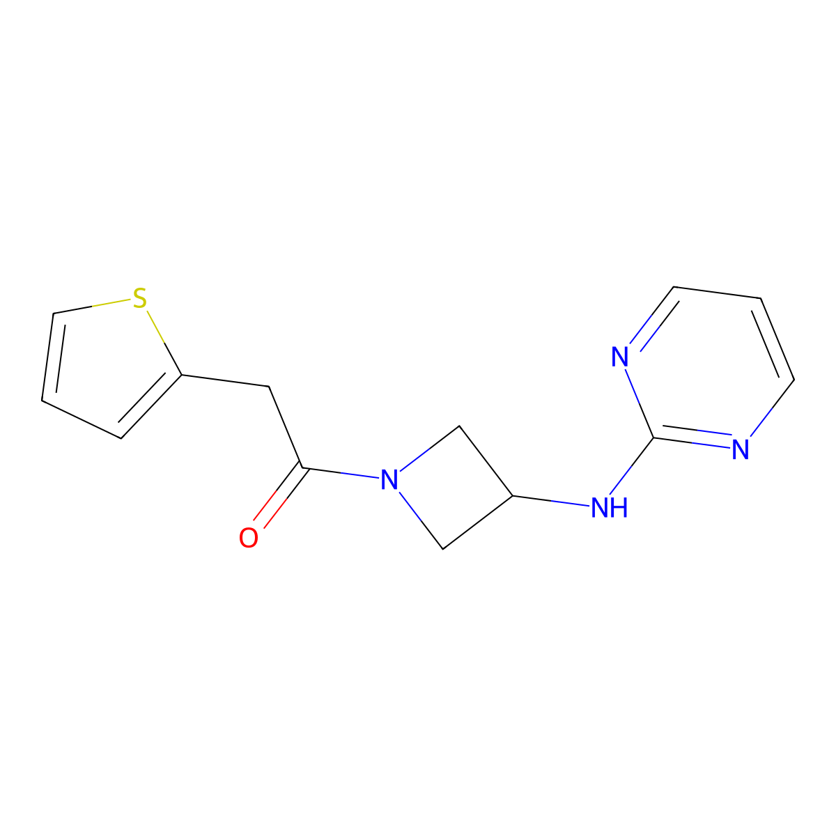 1-(3-(Pyrimidin-2-ylamino)azetidin-1-yl)-2-(thiophen-2-yl)ethanone molecular structure, CAS 2195937-10-9