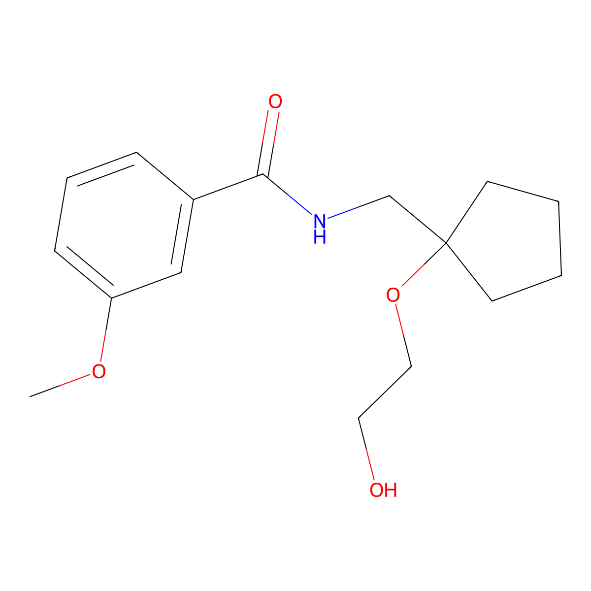N-((1-(2-hydroxyethoxy)cyclopentyl)methyl)-3-methoxybenzamide molecular structure, CAS 2195937-47-2
