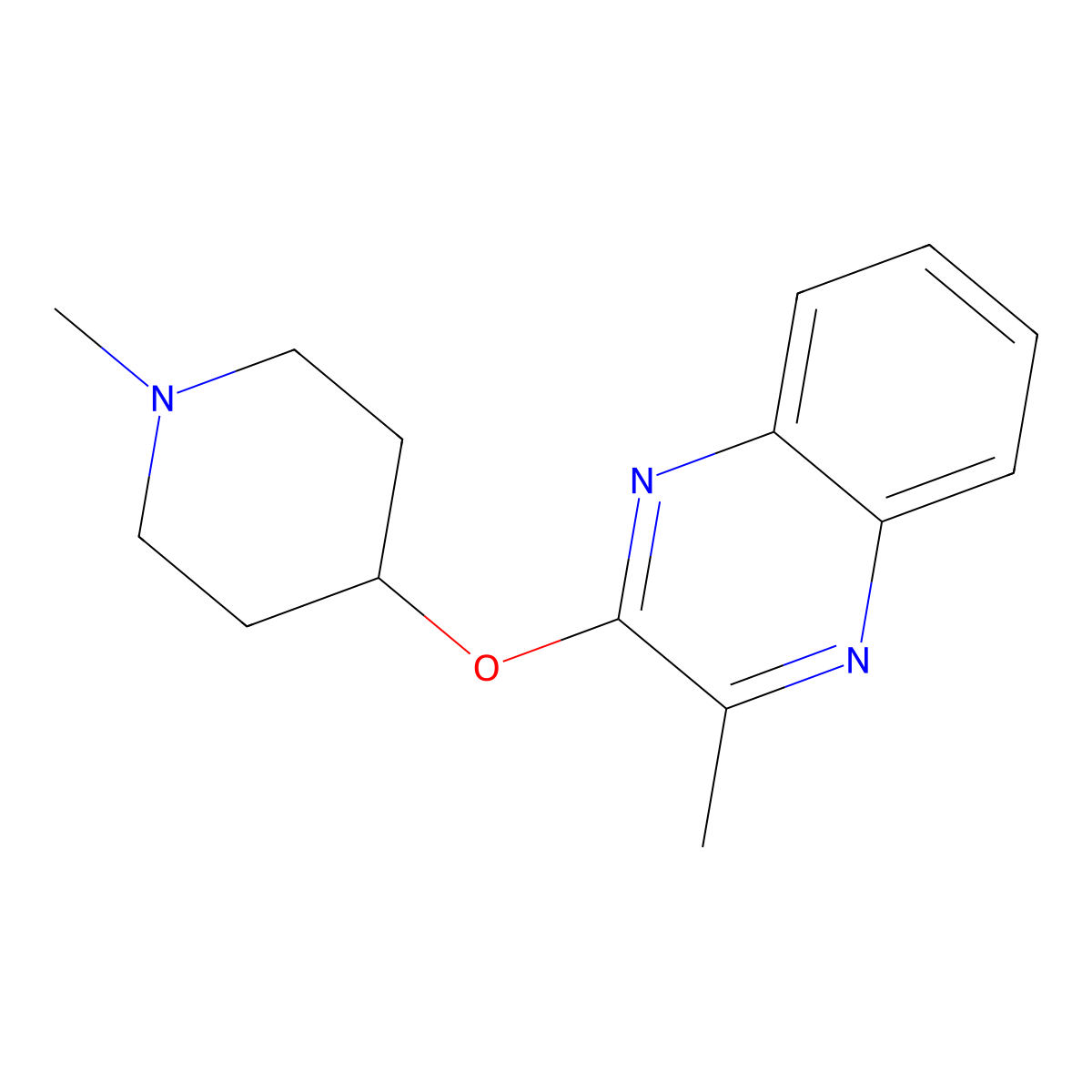 2-Methyl-3-[(1-methylpiperidin-4-yl)oxy]quinoxaline molecular structure, CAS 2195937-66-5