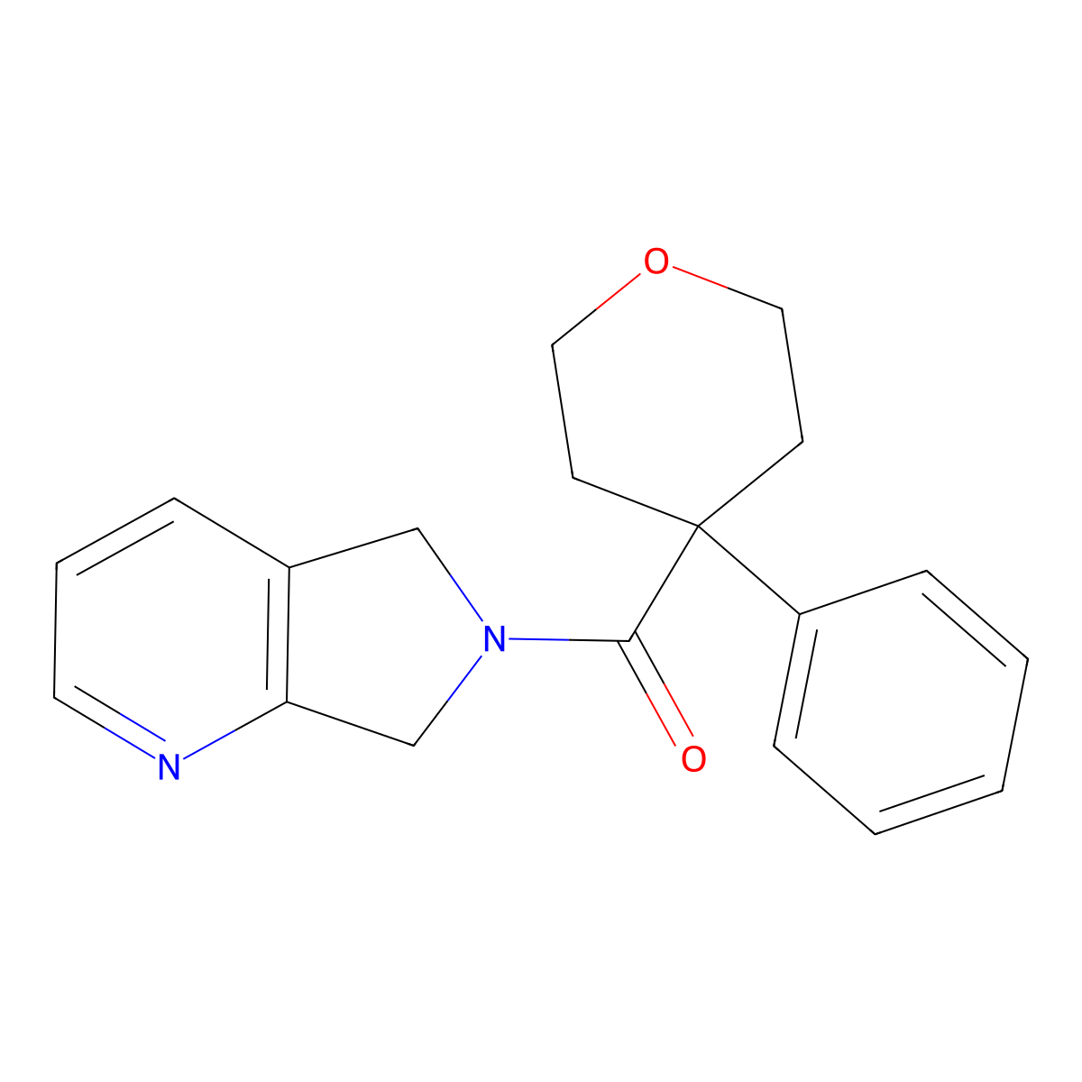 6-(4-phenyloxane-4-carbonyl)-5H,6H,7H-pyrrolo[3,4-b]pyridine molecular structure, CAS 2195938-23-7
