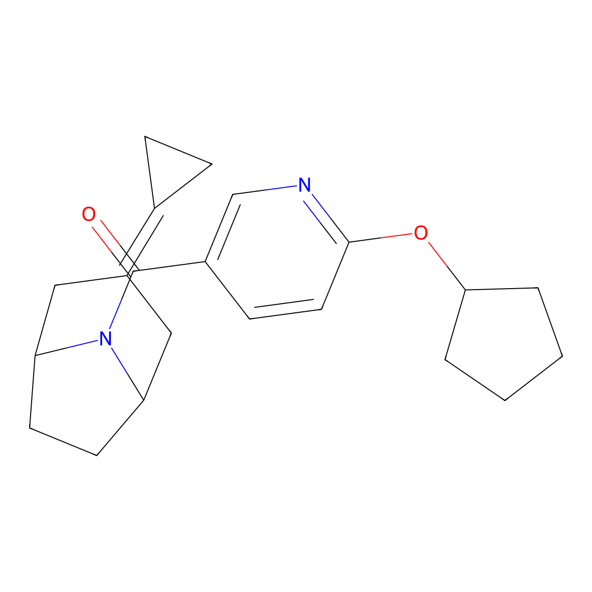 8-[6-(Cyclopentyloxy)pyridine-3-carbonyl]-3-cyclopropylidene-8-azabicyclo[3.2.1]octane molecular structure, CAS 2195938-28-2