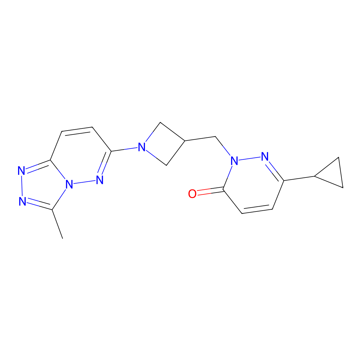 6-Cyclopropyl-2-[(1-{3-methyl-[1,2,4]triazolo[4,3-b]pyridazin-6-yl}azetidin-3-yl)methyl]-2,3-dihydropyridazin-3-one molecular structure, CAS 2195938-35-1
