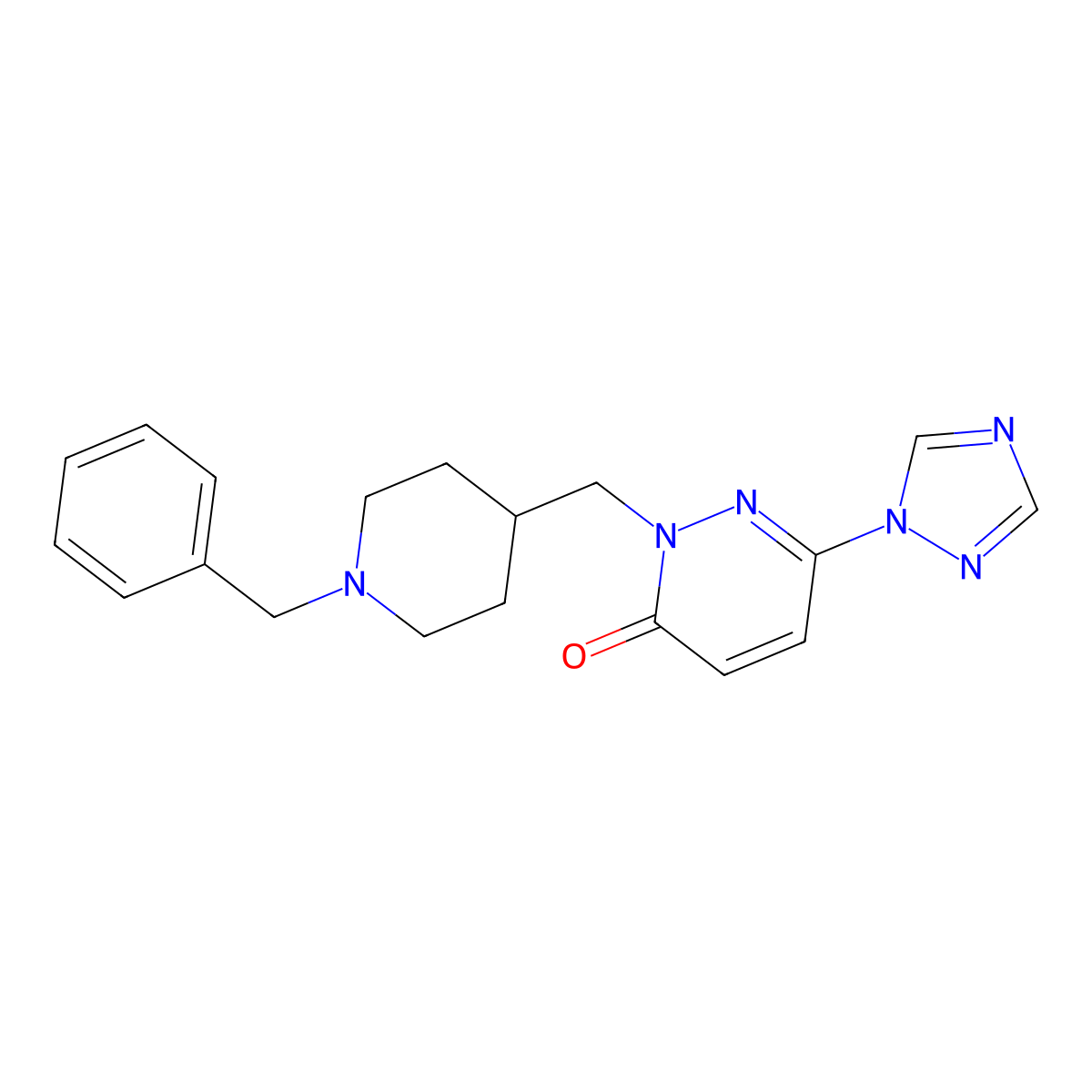 2-[(1-benzylpiperidin-4-yl)methyl]-6-(1H-1,2,4-triazol-1-yl)-2,3-dihydropyridazin-3-one molecular structure, CAS 2195938-42-0