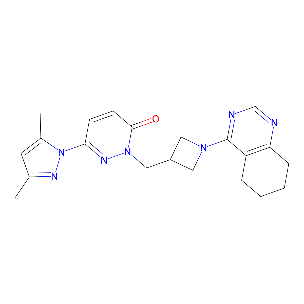 6-(3,5-dimethyl-1H-pyrazol-1-yl)-2-{[1-(5,6,7,8-tetrahydroquinazolin-4-yl)azetidin-3-yl]methyl}-2,3-dihydropyridazin-3-one molecular structure, CAS 2195938-53-3
